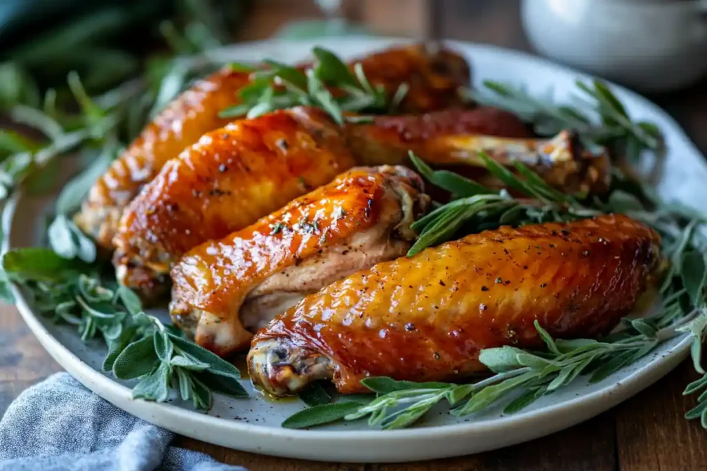 Cooked turkey wings after soaking