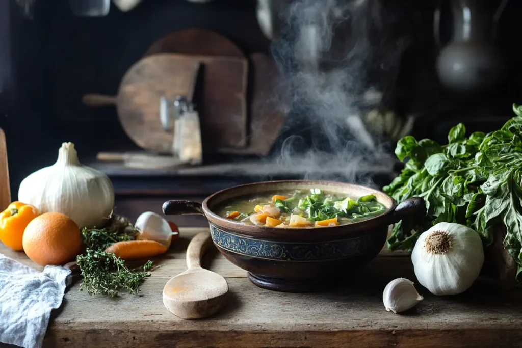 A hearty bowl of vegetable beef soup with rich broth. Why does my vegetable beef soup taste bland?