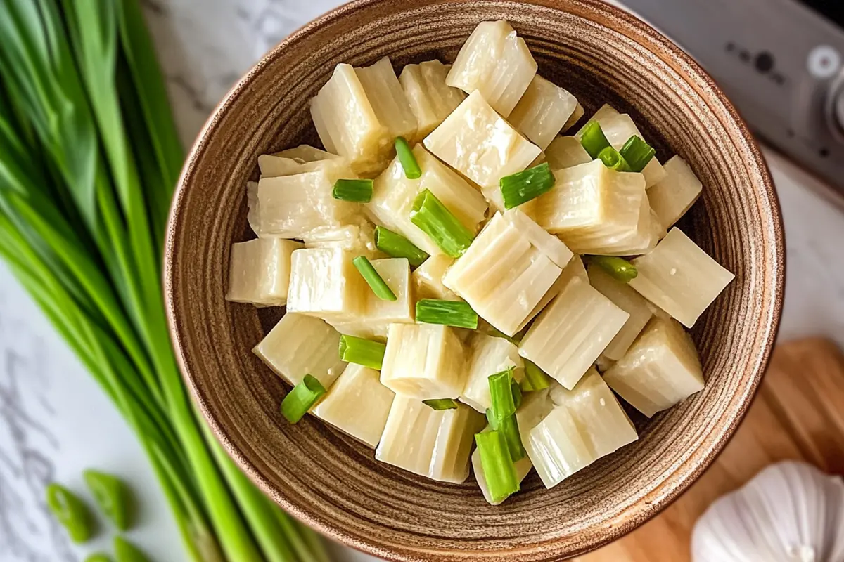 Cooked hearts of palm seasoned with herbs