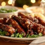 A plate of smothered turkey wings with creamy sides, showing what to eat with smothered turkey wings