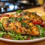 Shredded rotisserie chicken with vegetables on a cutting board