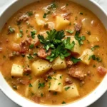 Creamy 4 ingredient potato soup with parsley