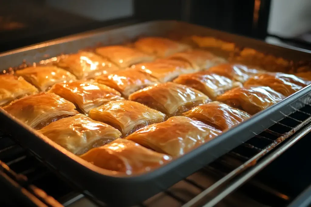 Baking baklava in the oven