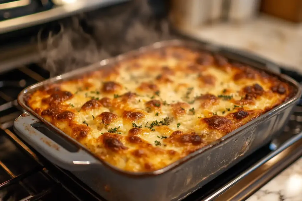 Freshly Baked Southern Dressing in Vintage Dish