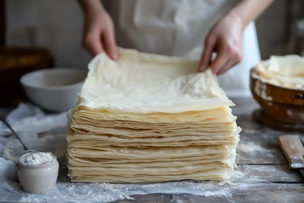 Fresh phyllo dough for baklava