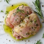 Raw Chicken Thigh with Herb and Oil Dressing