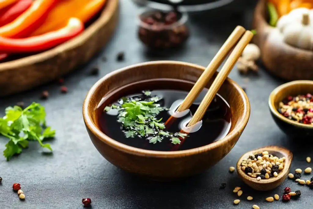 Soy sauce in a bowl