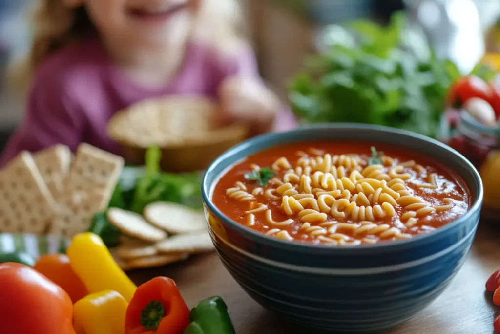 Campbell’s Tomato A to Z’s soup served in a fun, child-friendly bowl.