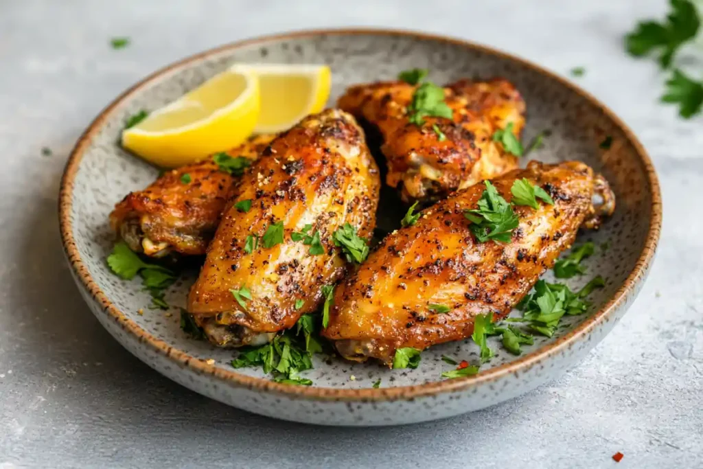 Chicken Wings in an Air Fryer Basket
