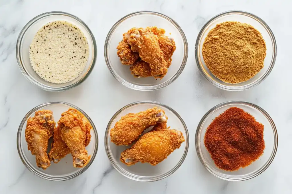 Dipping chicken wings in breadcrumb mix
